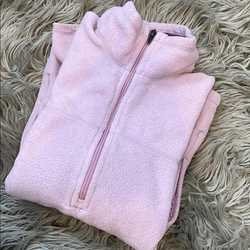 Light pink quarter zip Patagonia sweatshirt